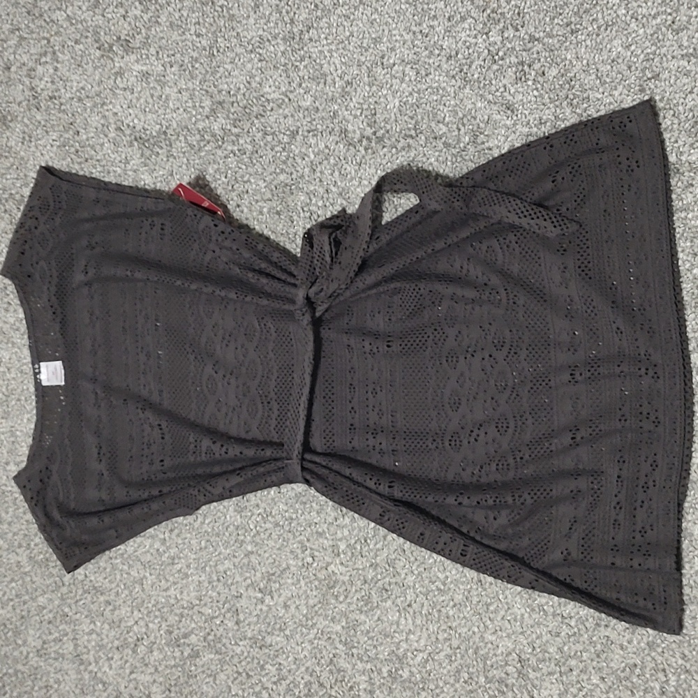 NWT Semi Sheer Dark Taupe Crochet Coverup
